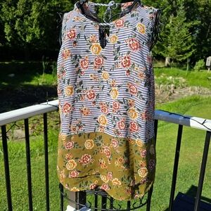 Cabi Penelope Flora Striped Tank, size L, EUC